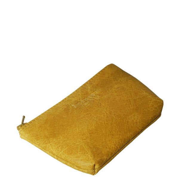 Assots London 'Diana' Yellow Full Grain Leather Zip Top Coin Purse