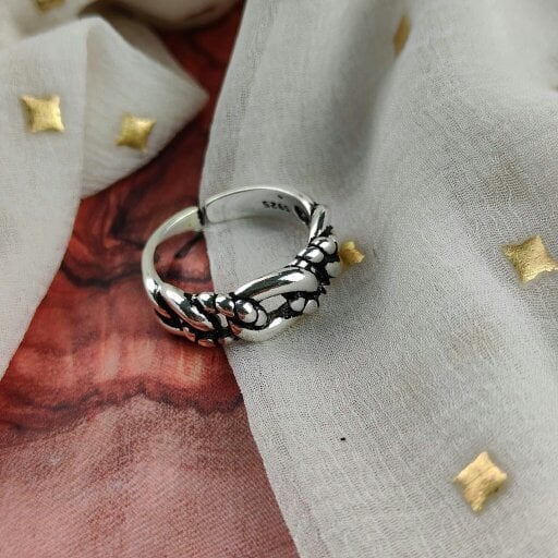 The Colourful Aura Silver Chain Thick Band Adjustable Open Stacking Ring