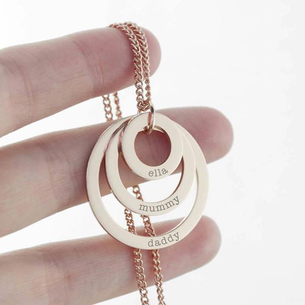Personalised Family Names Rings Necklace - lifestyle shot