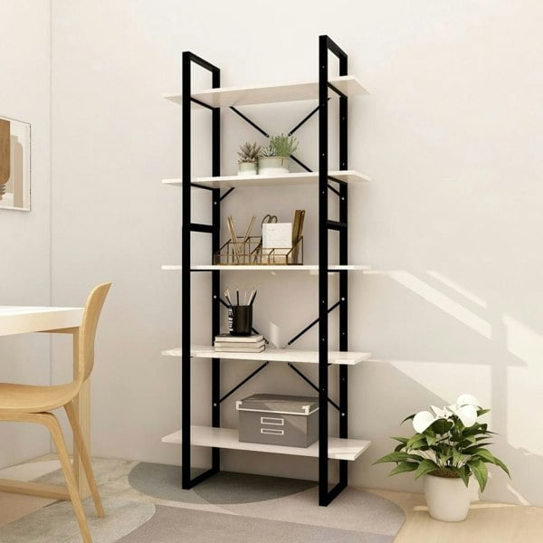 Berkfield 5-Tier Book Cabinet White 80x30x175 cm Pinewood