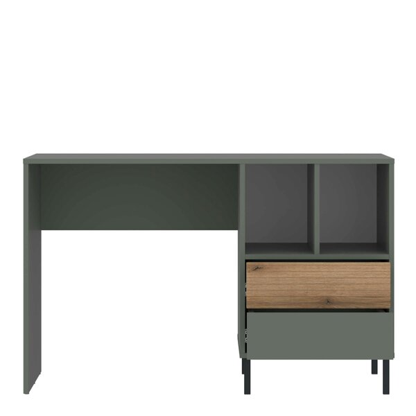 Wyld Haus Spentrup Olive Green and Natural Oak Wood Desk 2 Drawers