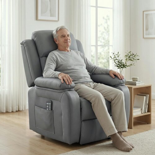 HOMCOM Riser and Recliner Chair with Massage, Electric Lift Chair, Grey