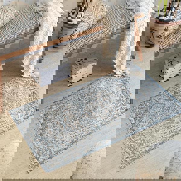 Livabliss Lillian-Washable Blue Brown Traditional Vintage Boho Rug