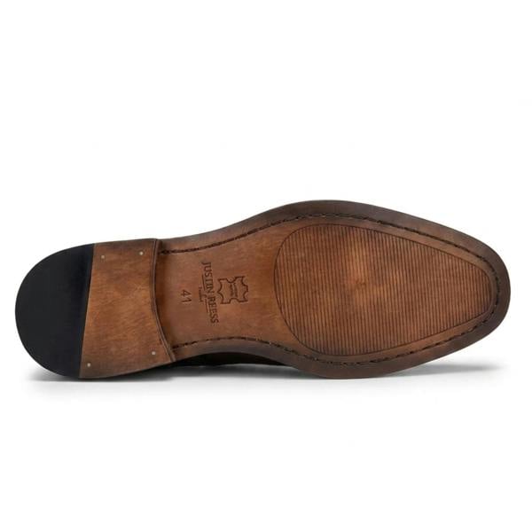 Justin Reess Arlo - Men's Tan Leather Tweed Brogue Shoes