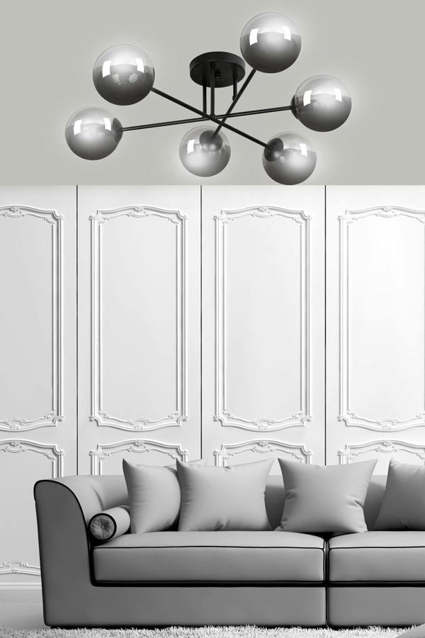 Emibig BRENDI Ceiling lamp  6 x E14 Black with Graphite Shade
