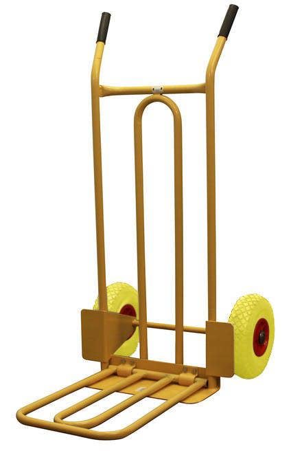 Bristol Tool Company 1894 CGV380 Heavy Duty Folding and Fixed Toe Sack Truck, Puncture Proof Wheels, 200Kg Capacity, Yellow