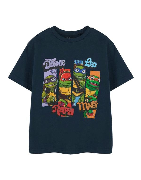 Teenage Mutant Ninja Turtles Boys Blue Character Slices Short Sleeved T-Shirt