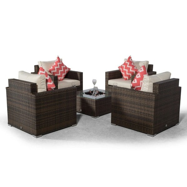 Giardino Sydney 4 Seater Rattan Sofa Set with Drinks Cooler Coffee Table