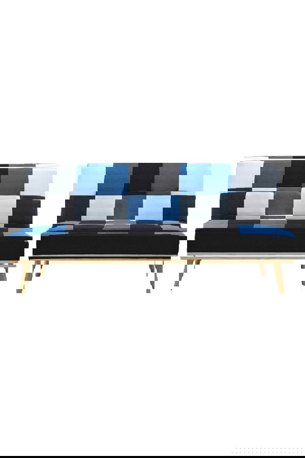 Living and Home 2-Seater Blue Checkered Sofa Bed