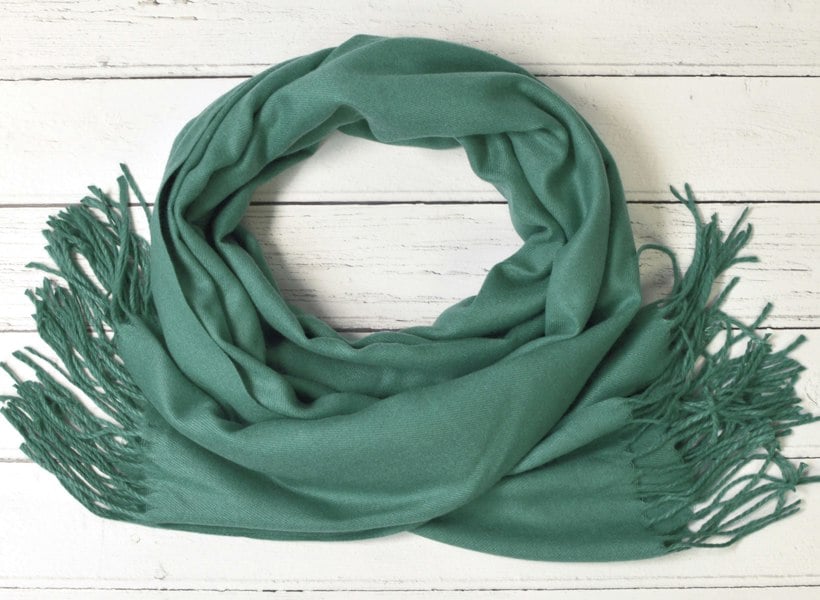 Antonia York Teal Green Pashmina | Drew Super Soft Large Special Occasion Wrap with Tassels