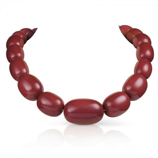 Zavana 20 inch Long Burgundy Oval Beads Statement Necklace for Women