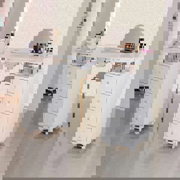 3ft Wide White Movable Manicure Table Nail Station with Dust Collector Dressing Tables Living and Home