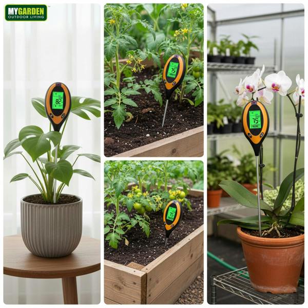 My Garden Digital Soil Meter 4-in-1 - PH Meter for Soil, Moisture Meter, Temperature & Sunlight Sensor - Plant Moisture Tester