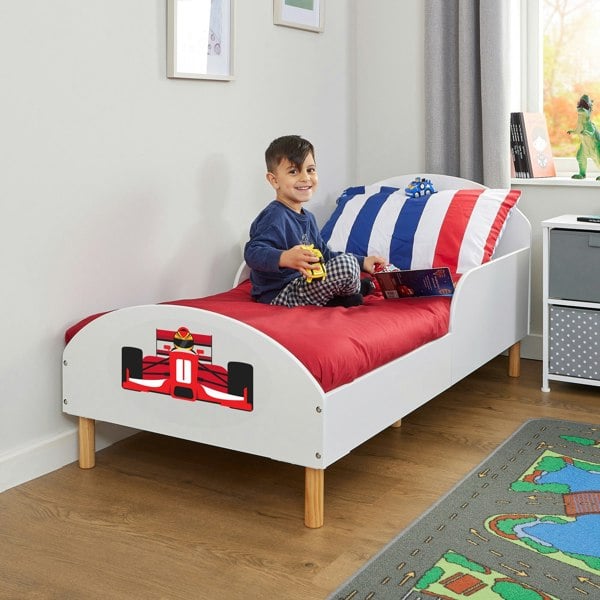 Liberty House Toys Kids White Toddler Bed – Formula 1