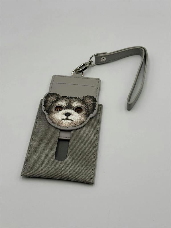 Nimmy Friends Nimmy Big Eye Cute Pet Yorkie Dog Face Card Sleeve Holder Grey - N-XDY-KT-027