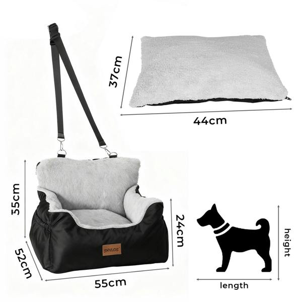 Skylos Dog Car Seat Bed Pet Booster Seat Pet Travel Carrier with Safety Leash