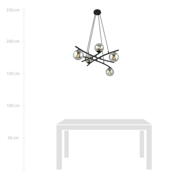 Emibig ESSA Pendant lamp 5 x E14 Black with Graphite Shade