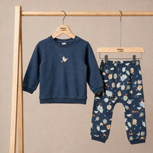 Mini Cuddles Farmyard Friends T-Shirt & Joggers (Navy)