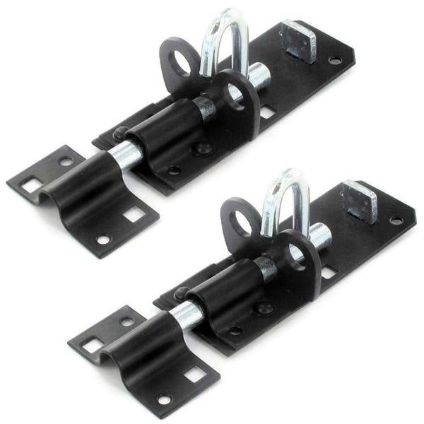 Securit 2x2 x Brenton Strong Sliding Padlock Shed Gate Door Bolt Black or Zinc 150mm (6") Black
