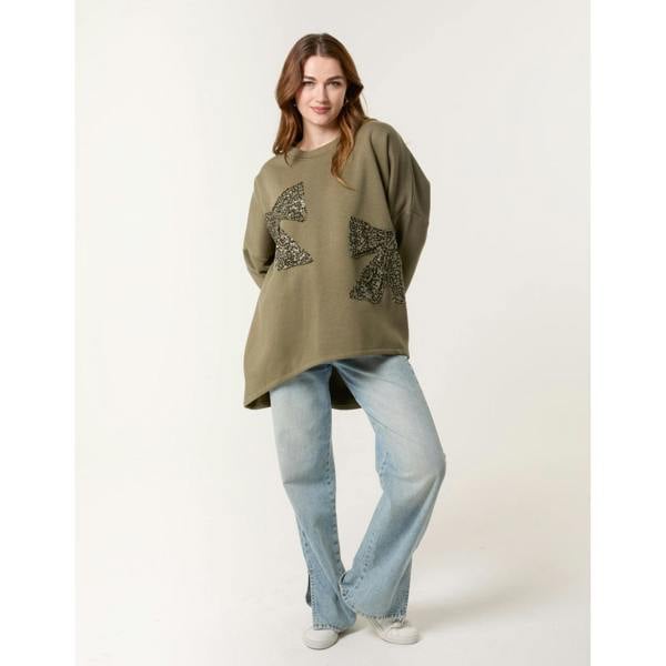 Blue Vanilla Bow Front Oversized Sweatshirt
