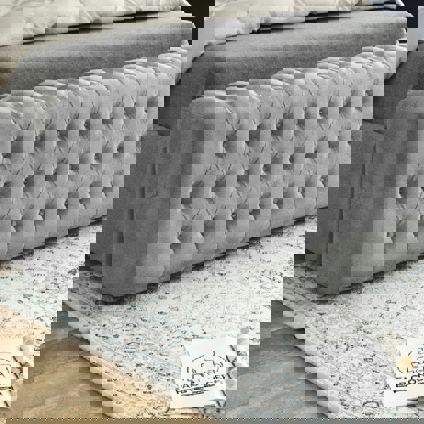 Casa Magna Marino Mirror Upholstered Soft Velvet Bed Frame - Grey