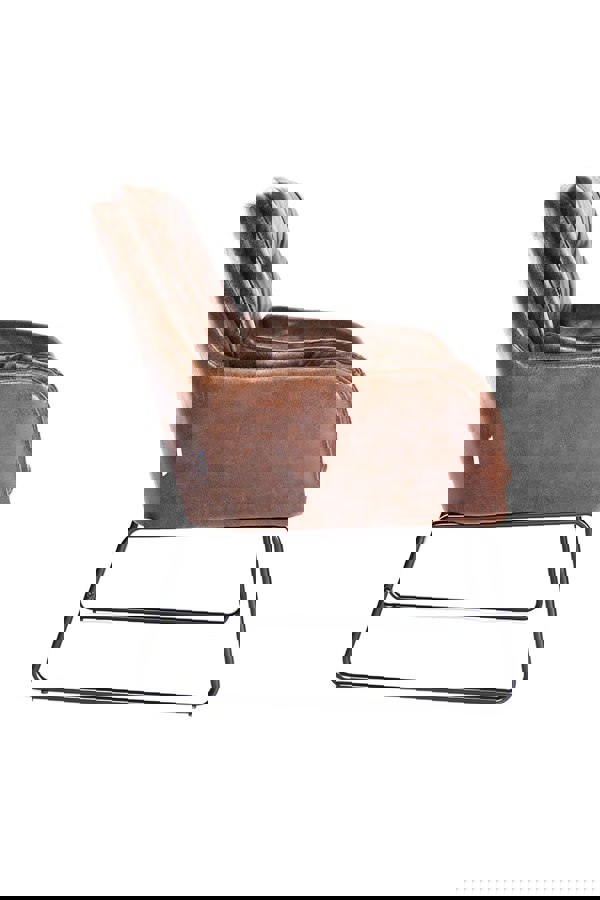 Living and Home Vintage PU Leather Tufted Leisure Armchair with Metal Legs