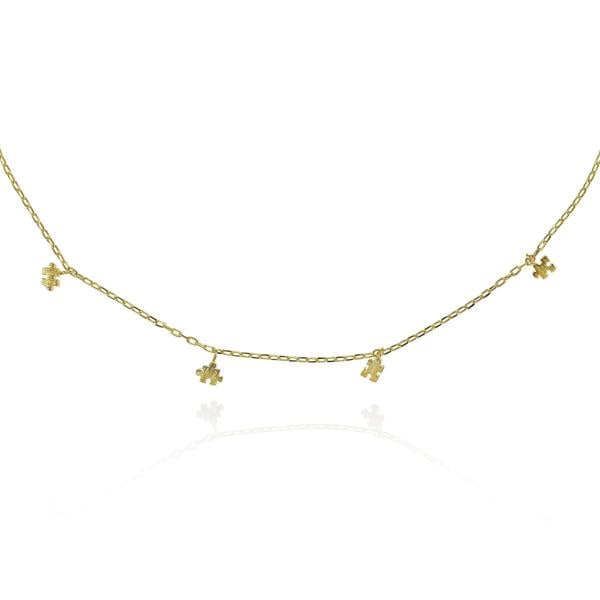 Gold Puzzle Collar Necklace with Jigsaw Charms - namana.london