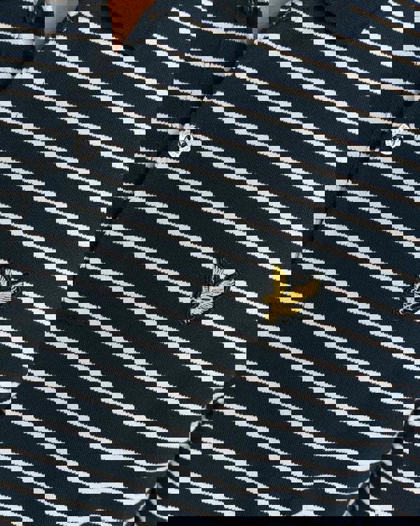 Lyle & Scott Pique Breton Mens Polo Shirt - W403 Dark Navy/White | CHO | Designer Mens Short Sleeve Polo Shirts