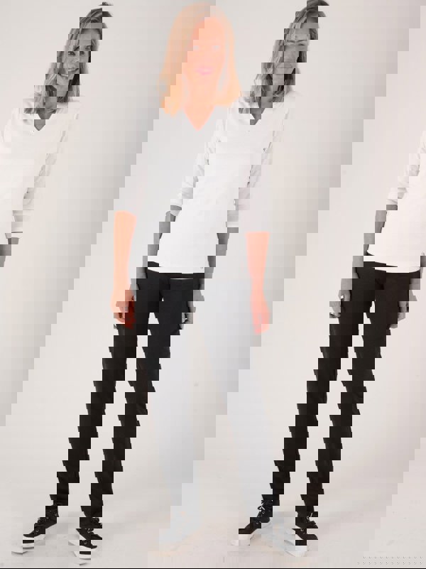 PennyPlain High Back V-neck Top - White