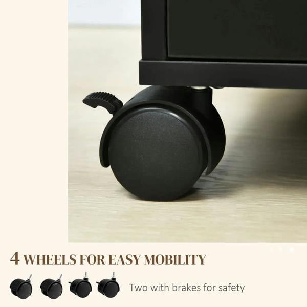 Black filing cabinet caster wheel with brake-style lever