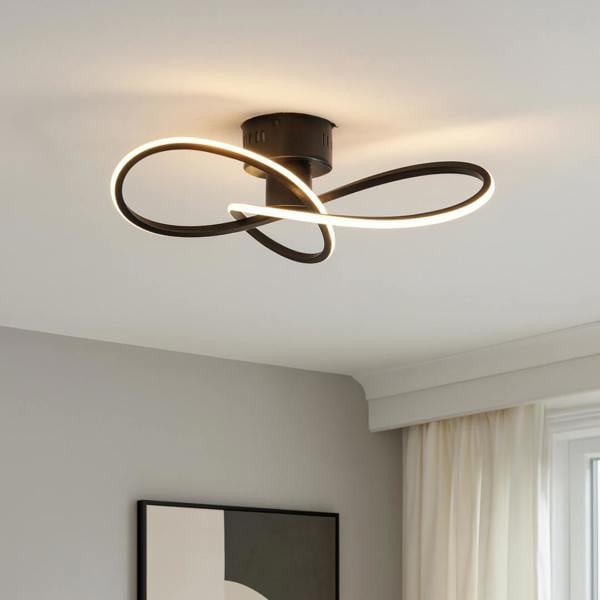 Pagazzi Lighting Reggie 3 Light Black LED Semi Flush Ceiling Light