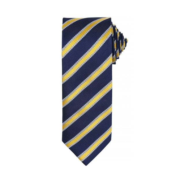 Premier Mens Waffle Stripe Formal Business Tie (Pack of 2) - Navy/Gold