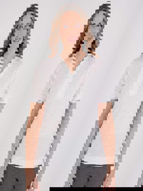 TIGI Embroiderd Neckline Top