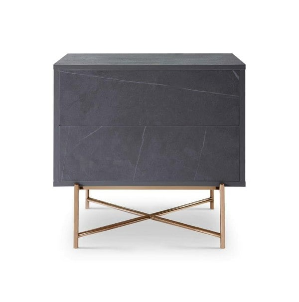 Grey Marble Bedside Chest by Gillmore