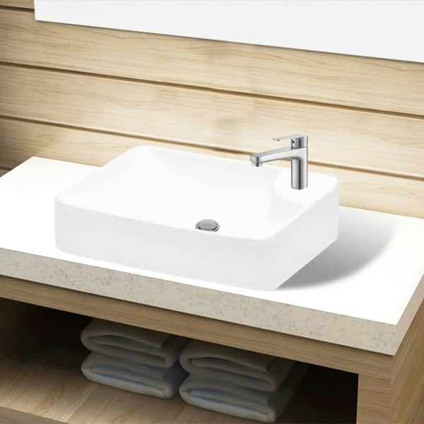Berkfield Ceramic Bathroom Sink Basin with Faucet Hole White