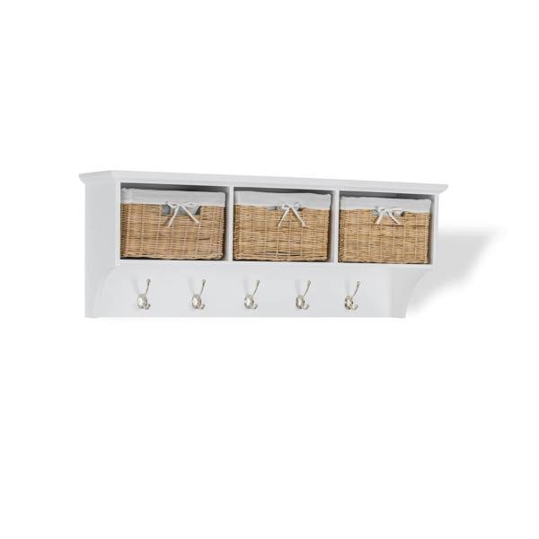 Statement Furniture Tetbury Hallway Hanging Shelf with Natural Wicker Baskets
