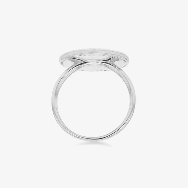 T. H. Baker Silver Rhodium Plated Cubic Zirconia Round Signet Ring 8.82.0100