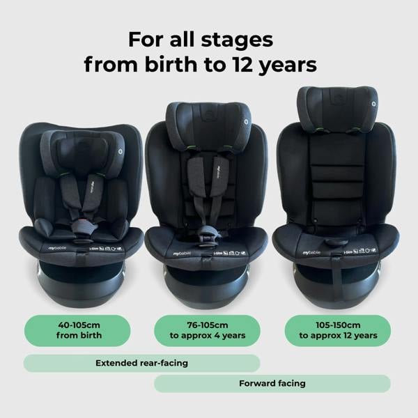 My Babiie MBCS200 i-Size (40-150cm) Spin Car Seat - Black