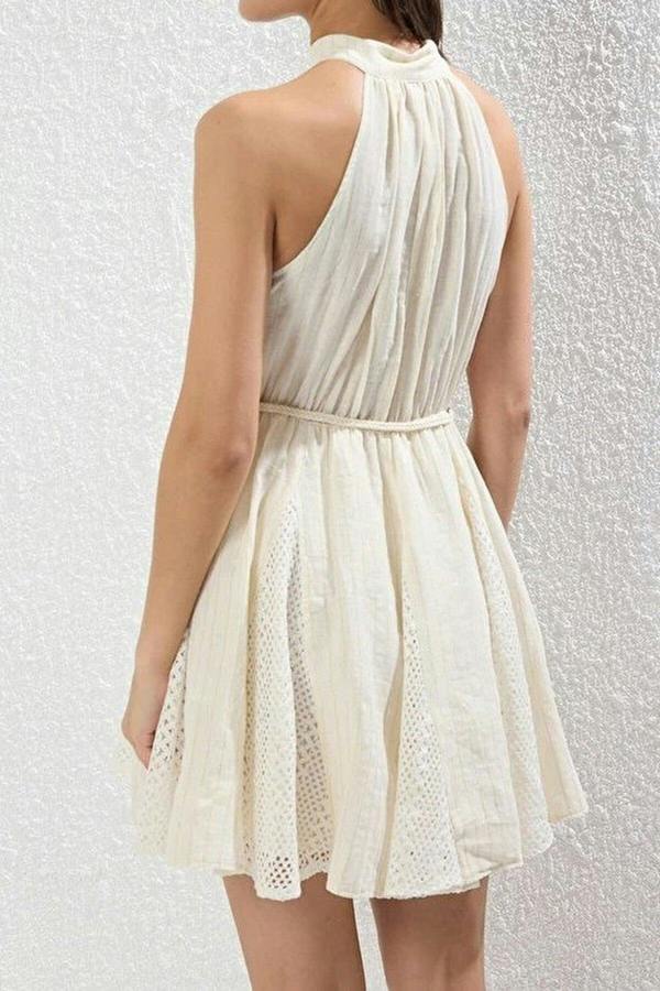 WOVCOR Woven Ruffled Beach Mini Dress
