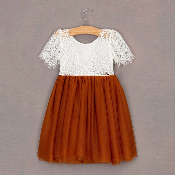 Rear of the burnt orange flower girl dress 