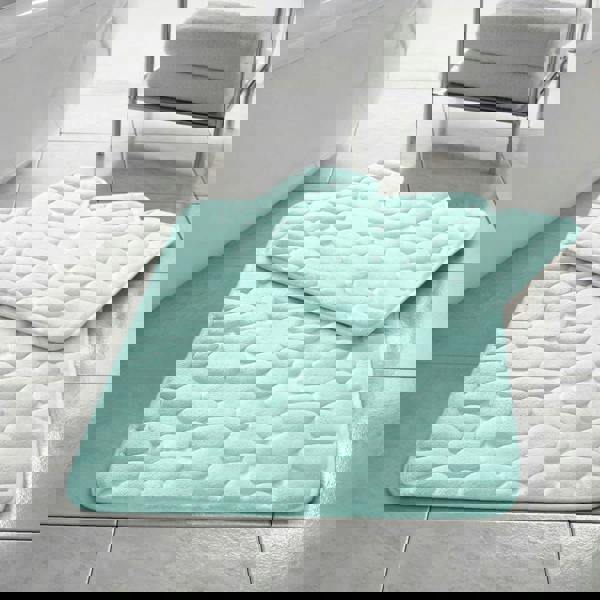 HomeSpace Direct Memory Foam Pebbles Bath Mat Set 2 Piece