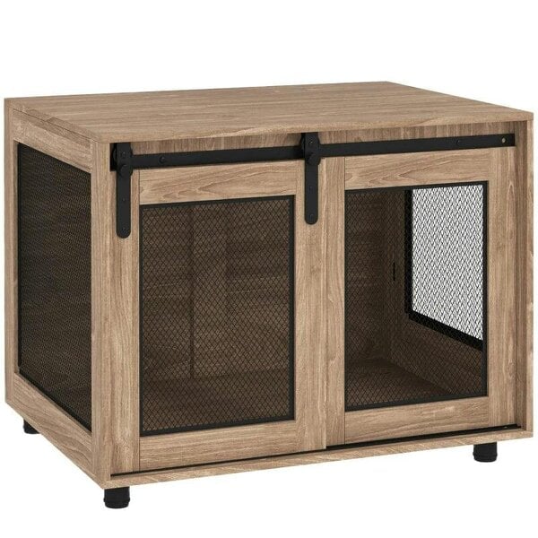 Dog Crate Furniture with Sliding Door for Medium Dogs, Brown