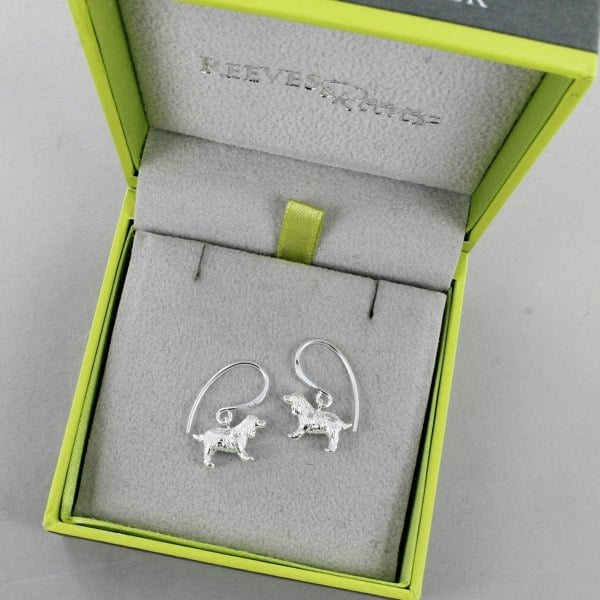 Silver Spaniel Drop Earrings - Reeves & Reeves