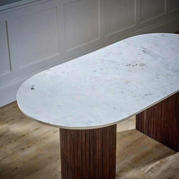 IH Design Miel Mango Wood Dining Table 170Cm With Marble Top