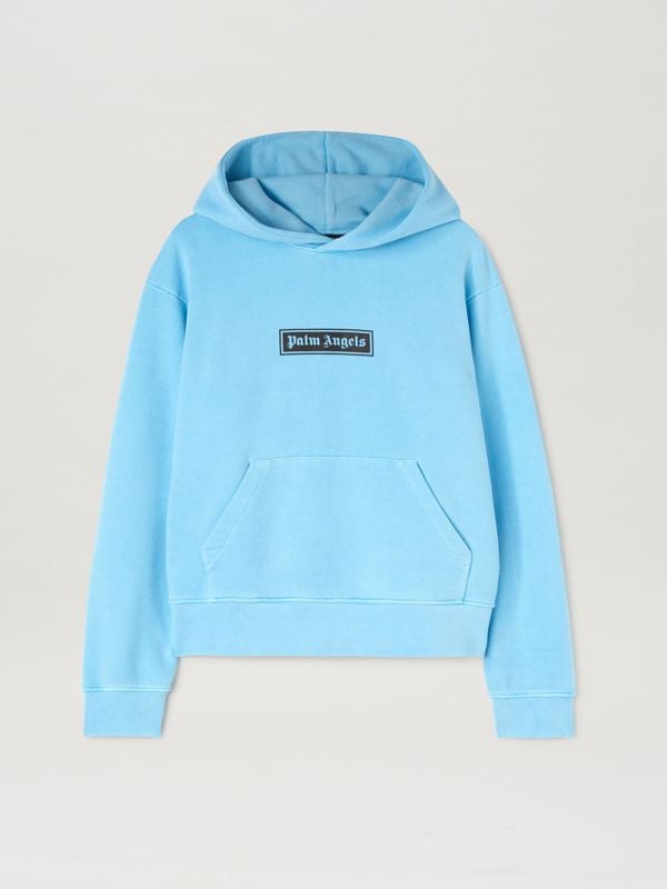 Palm Angels Garment Dyed Box Logo Hoodie - Light Blue