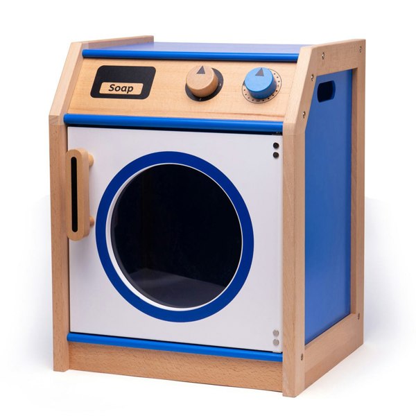 Tidlo Wooden Toy Washing Machine With Clicking Dials And Easy-Open Door