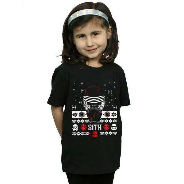 Star Wars Girls The Rise Of Skywalker Christmas Sith Cotton T-Shirt - Black