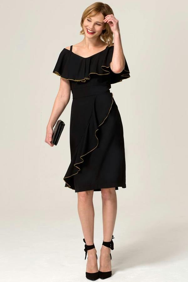 HotSquash Metallic Trimmed Bardot Dress