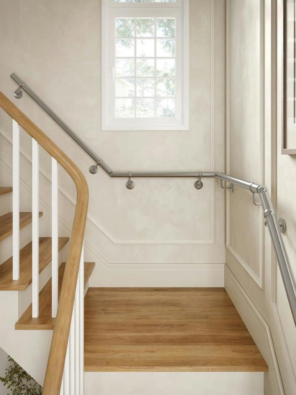 Handrails Direct Harbury Brushed Silver Quarter Landing Handrail