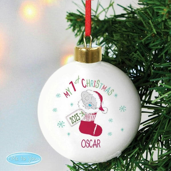 Personalised Memento Company Personalised Tiny Tatty Teddy My 1st Christmas Stocking Bauble